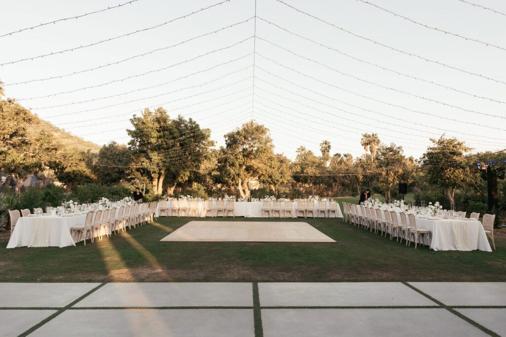 Reception and dance floor at Flora Farms
