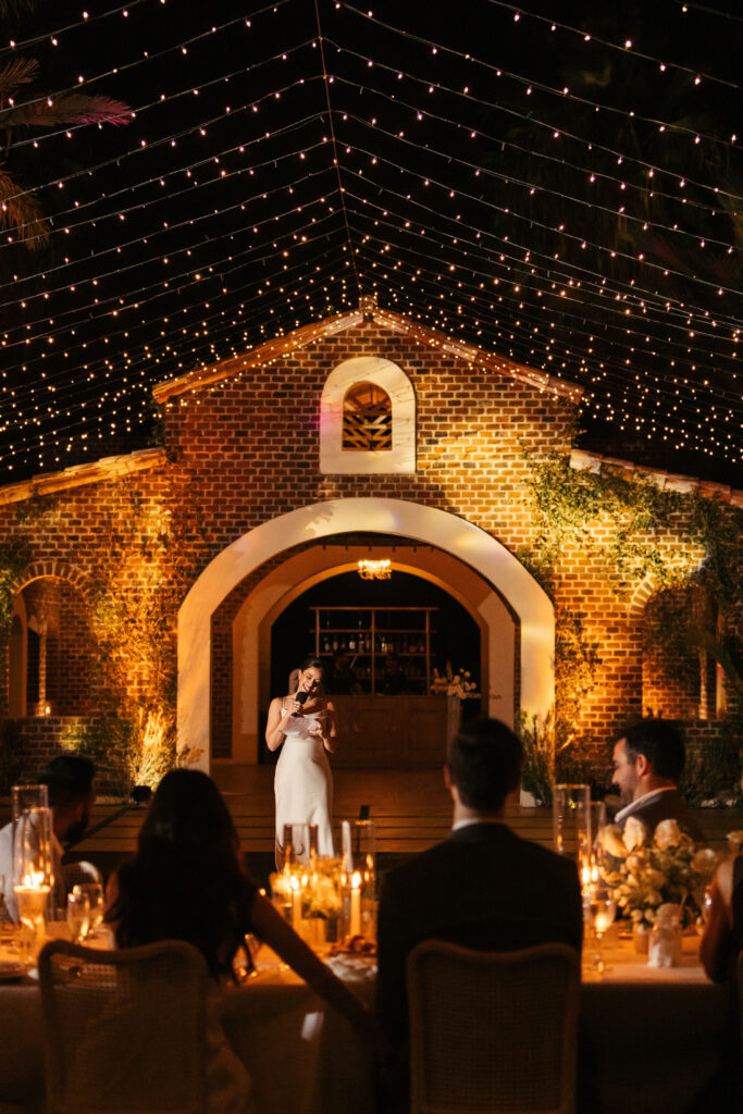 Evening view under the lights at Flora Farms